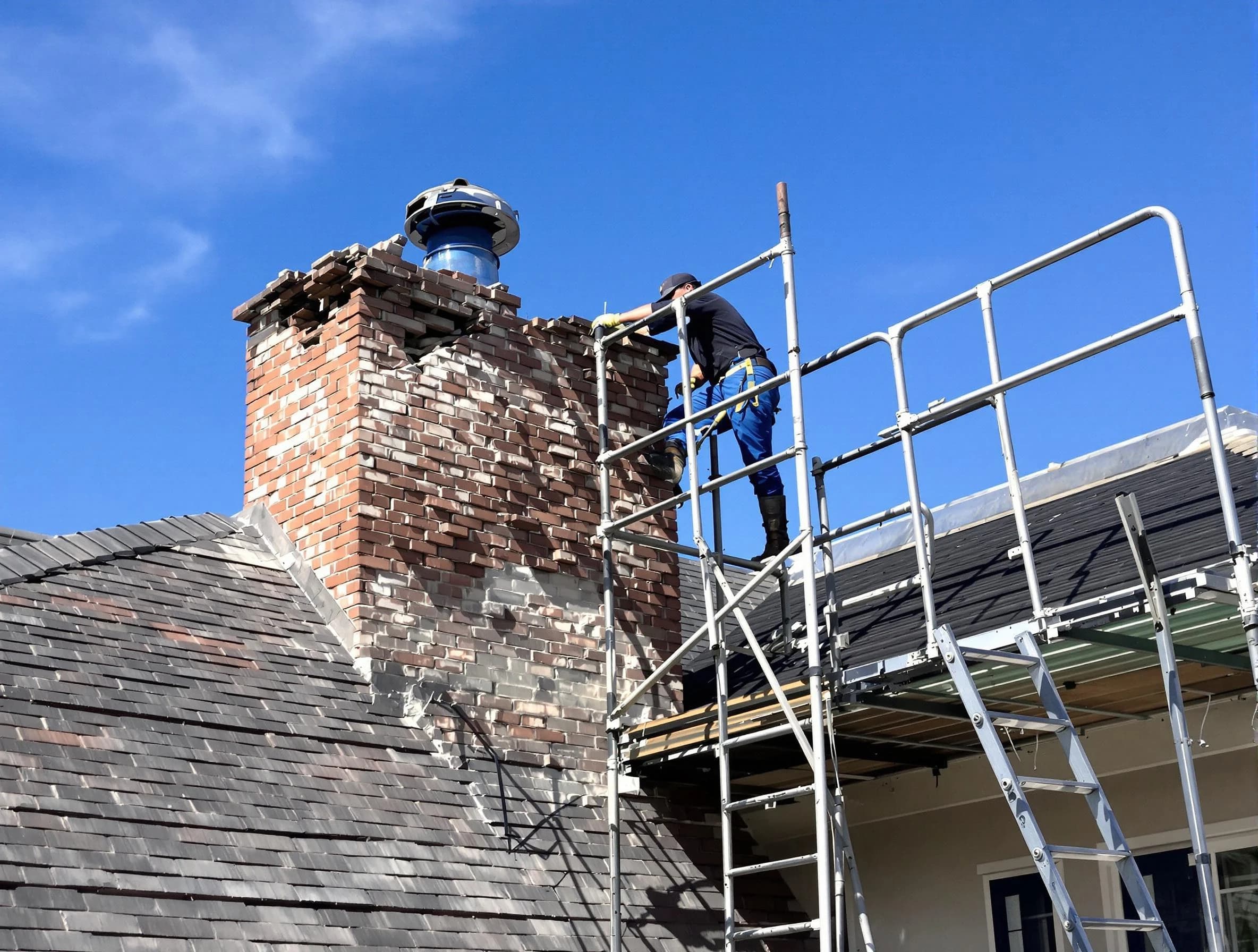 Rebuilding a chimney structure by Castle Pines Village Chimney Sweep in Castle Pines Village, CO