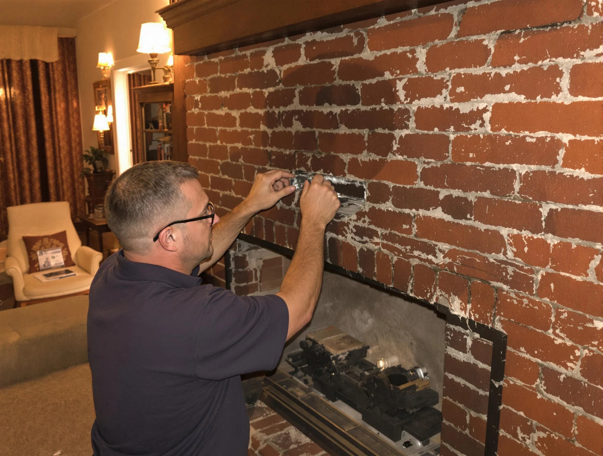 Castle Pines Village Chimney Sweep expert fixing a fireplace in Castle Pines Village, CO