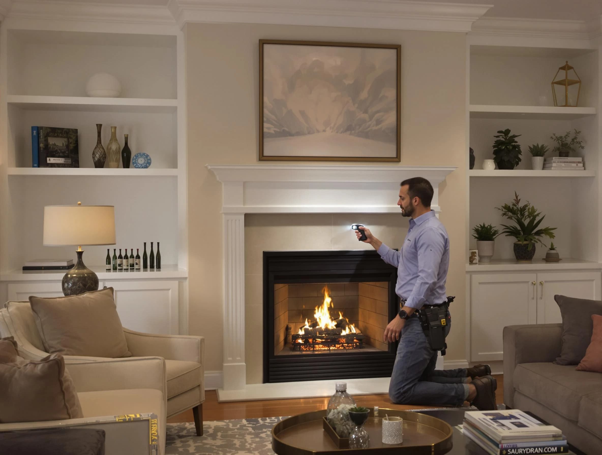 Castle Pines Village Chimney Sweep conducting a fireplace safety inspection in Castle Pines Village, CO