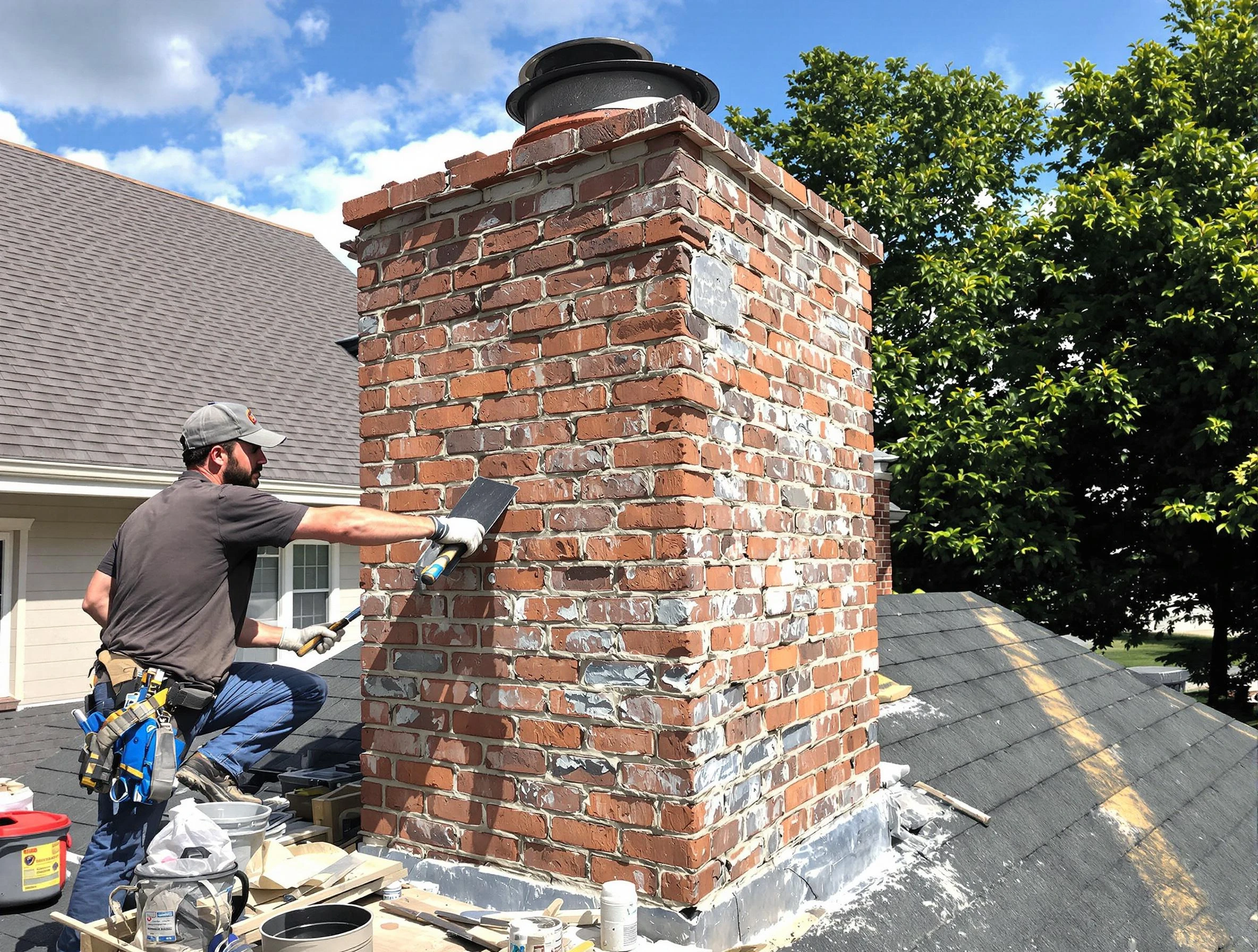 Completed chimney rebuild by Castle Pines Village Chimney Sweep in Castle Pines Village, CO